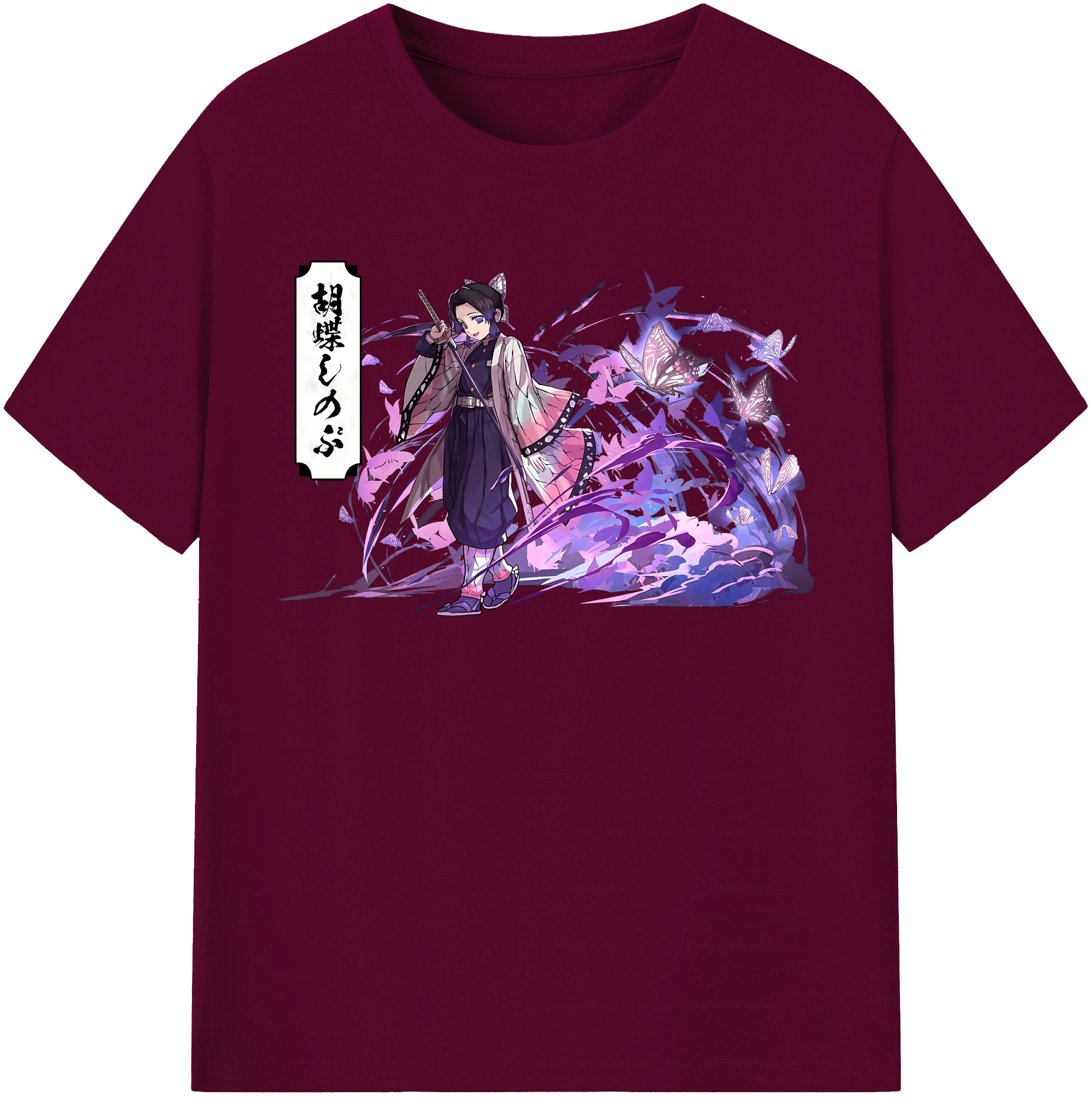 （画像用） 鬼滅の刃（きめつのやいば）蟲柱-胡蝶 しのぶ／こちょう しのぶ Kochou Shinobu レディースカジュアルプリントTシャツ（綿100％）